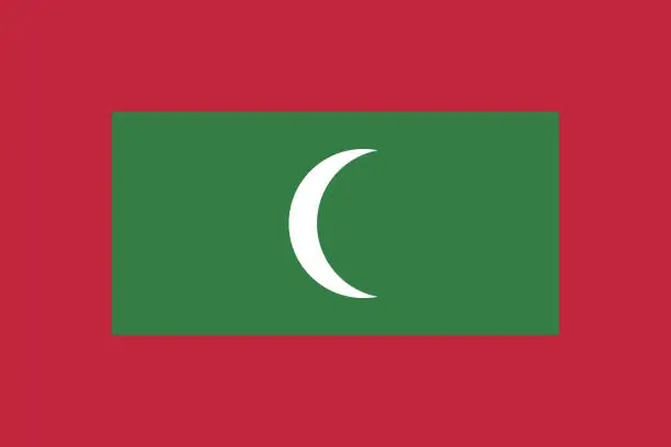 Vector illustration of Maldives flag. Standard size. The official ratio. A rectangular flag. Standard color. Flag icon. Digital illustration. Computer illustration. Vector illustration.