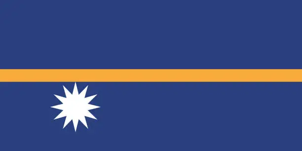 Vector illustration of Nauru flag. Standard color. Standard size. A rectangular flag. Icon design. Computer illustration. Digital illustration. Vector illustration.