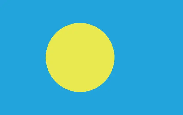 Vector illustration of Palau flag. Standard color. Rectangular icon. A rectangular flag. Digital illustrations. Computer illustration. Vector illustration.