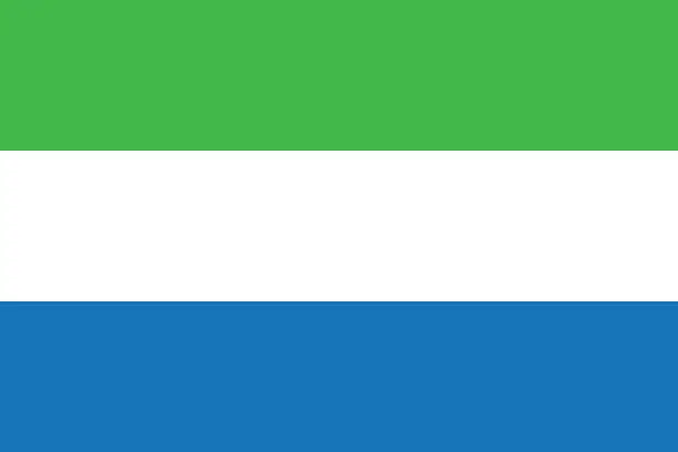 Vector illustration of Sierra Leone flag. Standard size. The official ratio. A rectangular flag. Standard color. Flag icon. Digital illustration. Computer illustration. Vector illustration.
