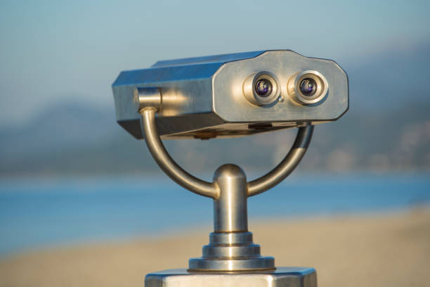 istock Public binocular on sea shore, close up 2106098700