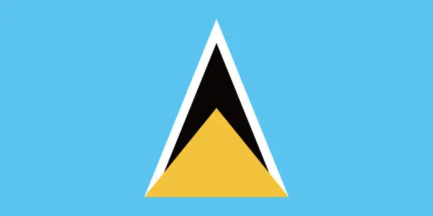 Vector illustration of Saint Lucia flag. Standard color. Rectangular icon. A rectangular flag. Digital illustrations. Computer illustration. Vector illustration.