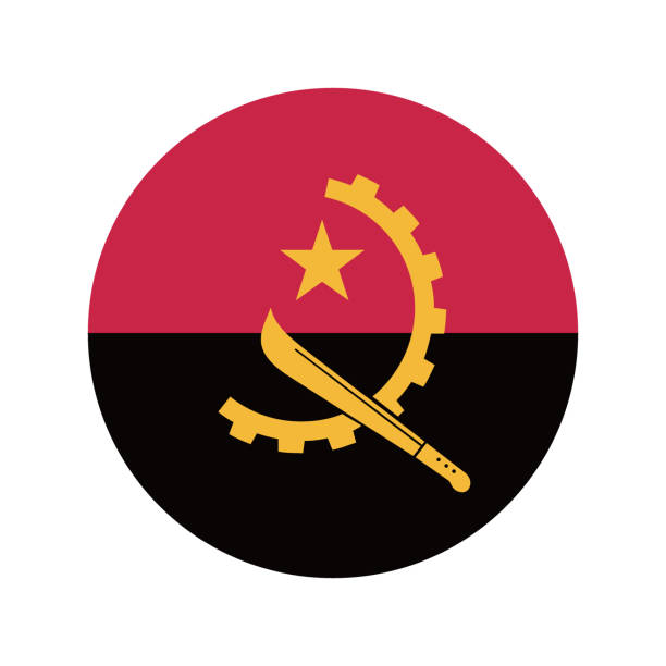 angola flag. button flag icon. standard color. round button icon. the circle icon. computer illustration. digital illustration. vector illustration. - push button button textile backgrounds点のイラスト素材／クリップアート素材／マンガ素材／アイコン素材