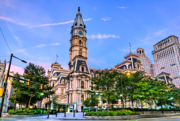 istock Philadelphia City Hall building at sunset 2106138263