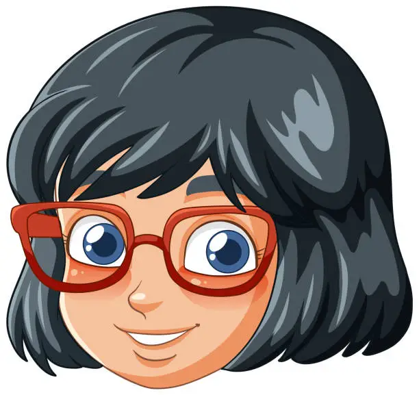 Vector illustration of Cheerful female character with stylish eyewear