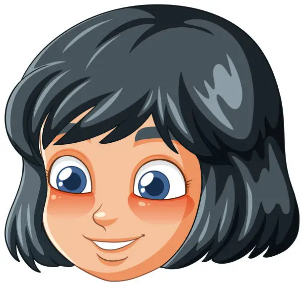 Vector illustration of Vector illustration of a happy young girl smiling.