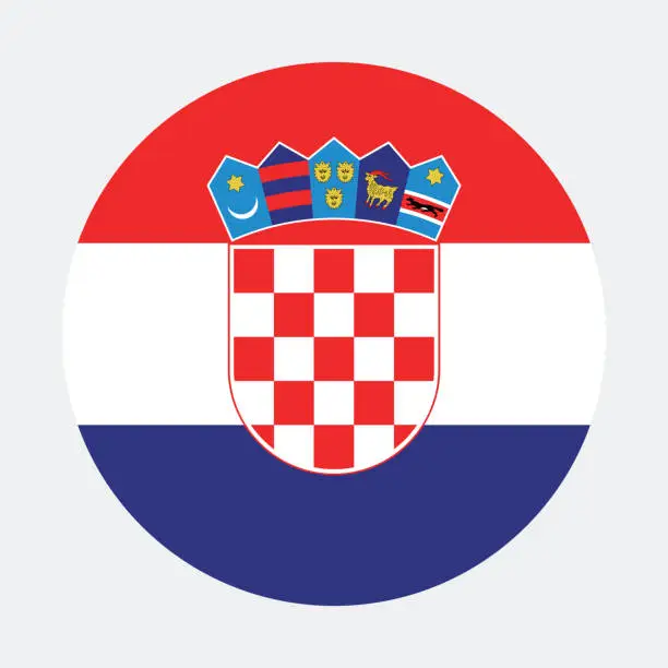 Vector illustration of Croatia flag. Button flag icon. Standard color. Round button icon. The circle icon. Computer illustration. Digital illustration. Vector illustration.