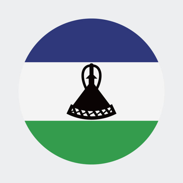 illustrations, cliparts, dessins animés et icônes de lesotho flag. circular icon. round flag. standard colors. digital illustration. computer illustration. vector illustration. - lesotho