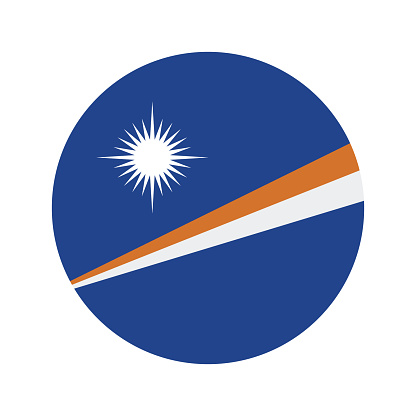 Marshall Islands flag. Button flag icon. Standard color. Round button icon. The circle icon. Computer illustration. Digital illustration. Vector illustration.