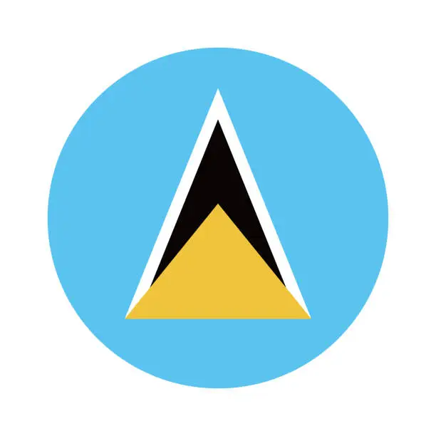 Vector illustration of Saint Lucia flag. Button flag icon. Standard color. Round button icon. The circle icon. Computer illustration. Digital illustration. Vector illustration.