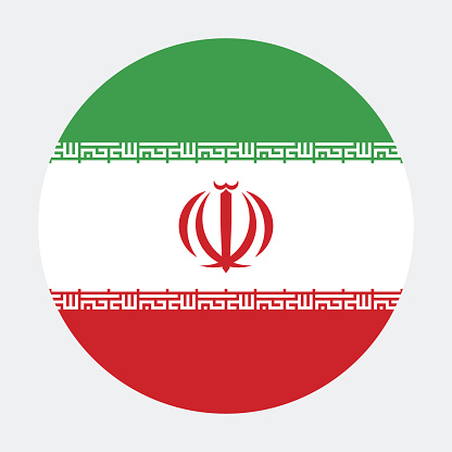 Iran flag. Iran circle flag. Circle icon flag. Standard color. Button flag icon. Digital illustration. Computer illustration. Vector illustration.