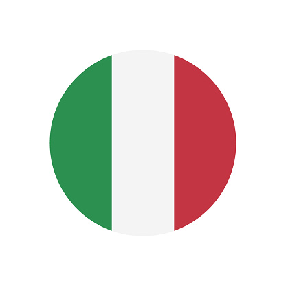 Italy flag. Standard color. Circular icon. Round national flag. Digital illustration. Computer illustration. Vector illustration.