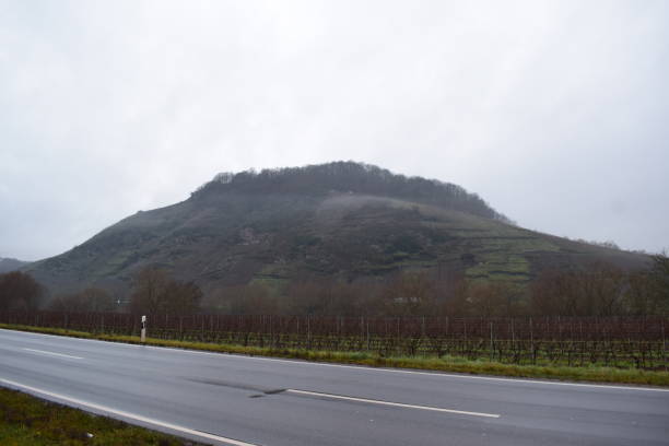 volcano hill in wet gloomy landscape