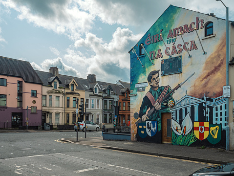Belfast, Northern Ireland UK: September 20th of 2023. Political Street art in Belfast.