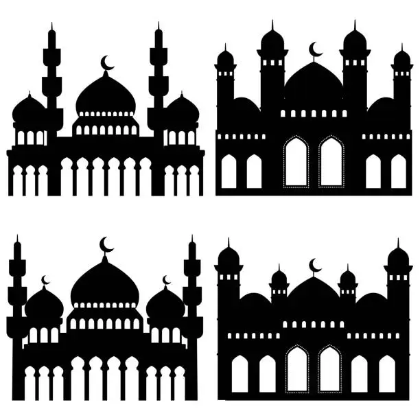 Vector illustration of Mosque Silhouettes Islamic Holiday Vectors