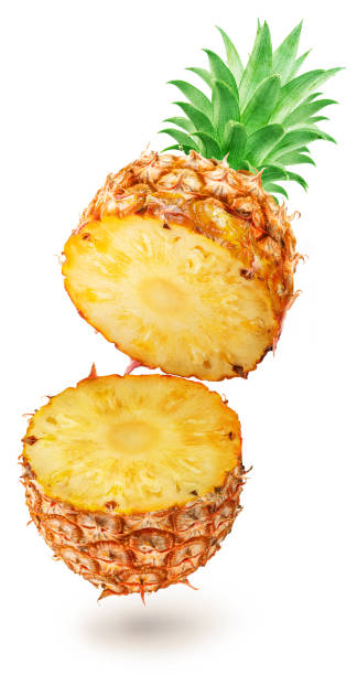 istock Ripe pineapple  and pineapple slices isolated on white background. File contains clipping path. 2106312685