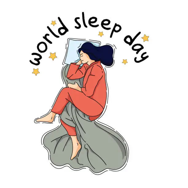 Vector illustration of Illustration of resting so deep at world sleep day international holiday