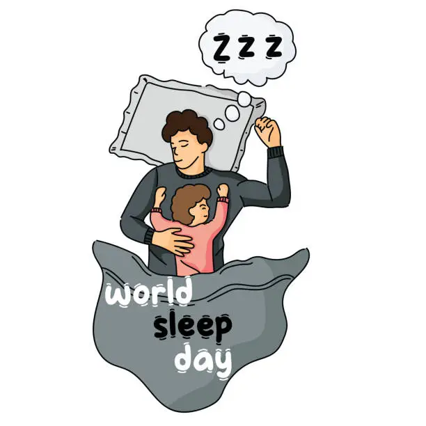 Vector illustration of Illustration of resting so deep at world sleep day international holiday