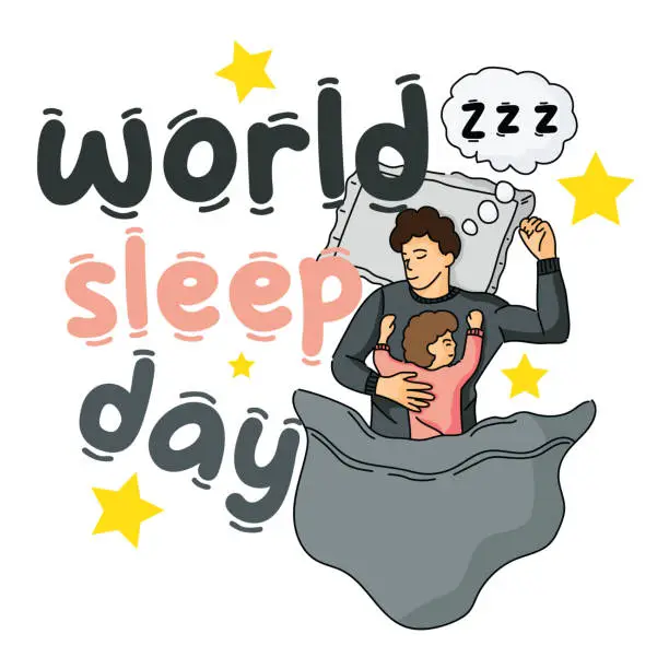 Vector illustration of Illustration of resting so deep at world sleep day international holiday