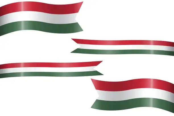 Vector illustration of set of flag ribbon with colors of Hungary for independence day celebration decoration