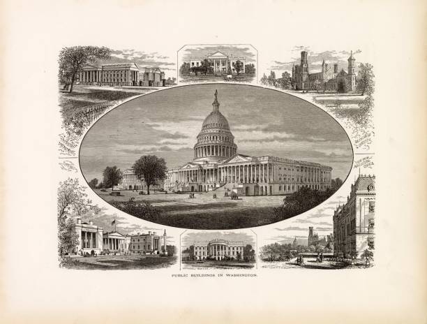 istock PUBLIC BUILDINGS in Washington, USA. Original Antique 1874 Print 2106332874