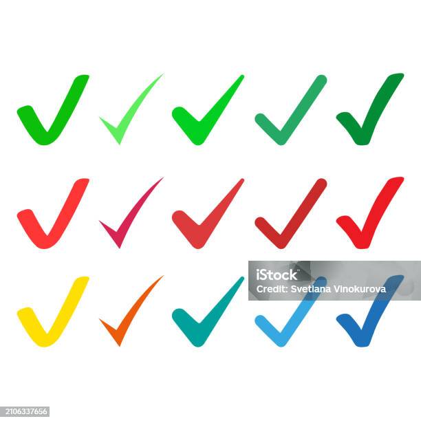 Boho Check Mark Set Of Check Marks Stock Illustration - Download Image Now - Accuracy ...