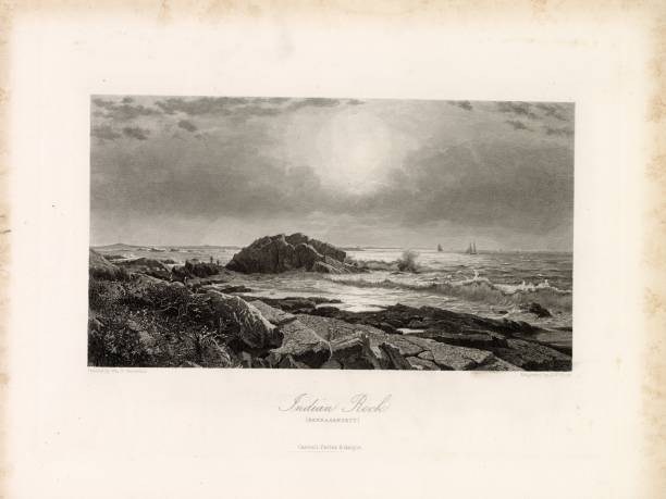 istock INDIAN ROCK Narragansett, 1874. Rhode Island, USA - Antique Print 2106346617