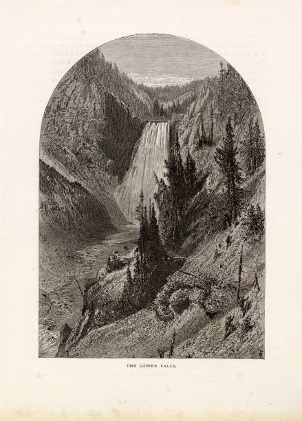istock YELLOWSTONE National Park - The Lower Falls - Wyoming - 1874 Antique Print 2106346647