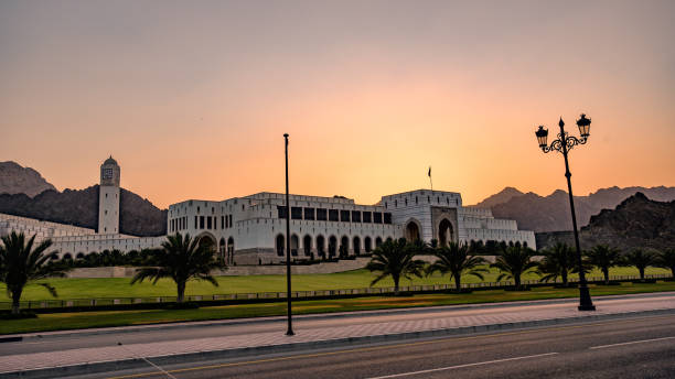 A building in Muscat, Oman photographed at sunset