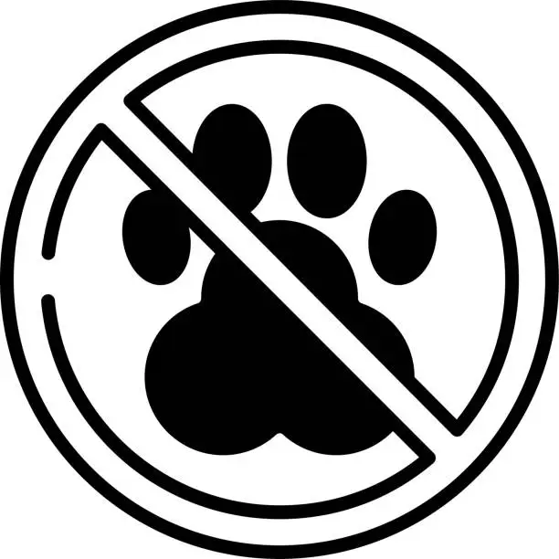 Vector illustration of No Pets glyph and line vector illustration