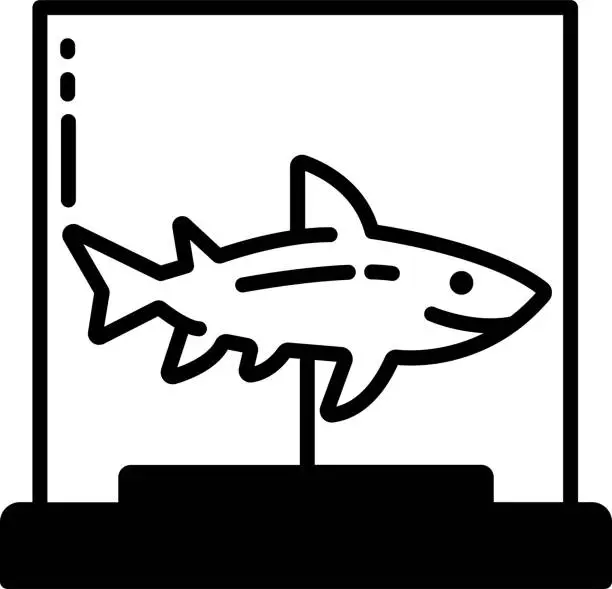 Vector illustration of Shark glyph and line vector illustration
