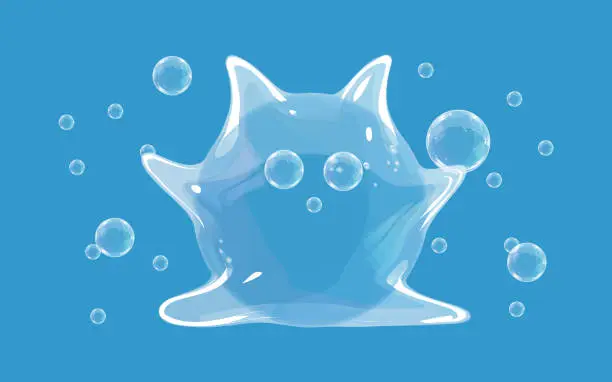 Vector illustration of Transparent soap bubbles in the shape of children's toys.