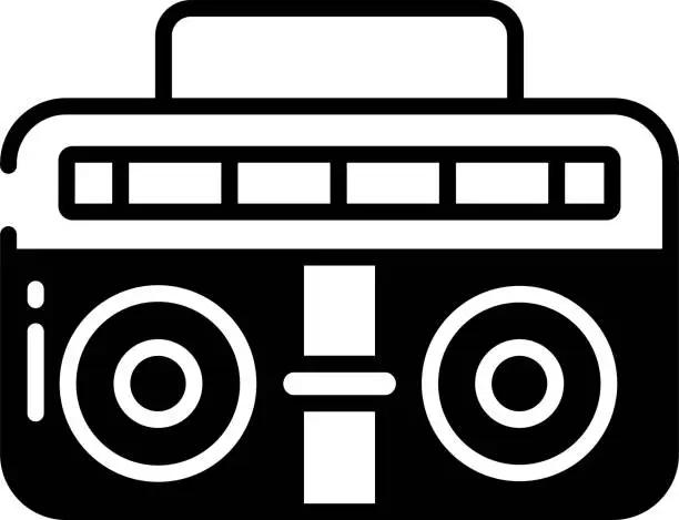 Vector illustration of Boombox  glyph and line vector illustration