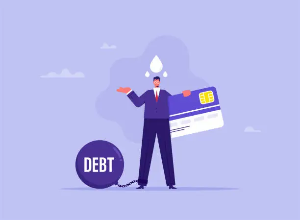 Vector illustration of Credit card debt, financial problem concept