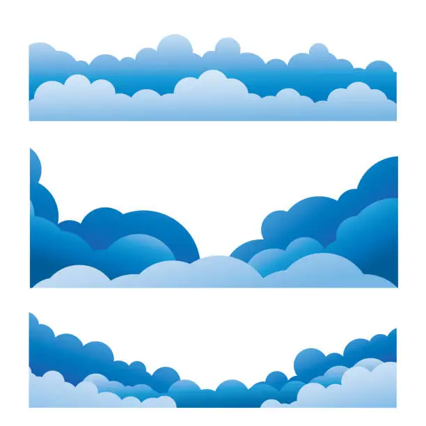Vector illustration of Blue sky with clouds for poster, presentation, website design concept blank space for text