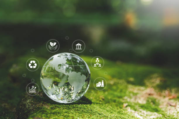 istock Crystal earth in forest Environment, save world, earth day and conservation Concept.conservationconcept. 2106807773