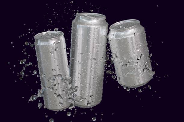 istock Aluminum Cans 250ml 330ml 500ml with Water Drops and Splash 2106823205