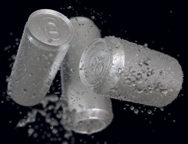 istock Aluminum Cans 250ml 330ml 500ml with Water Drops and Splash 2106823211