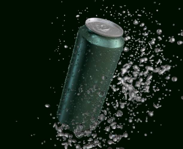 istock Aluminum Can 500ml with Water Drops and Splash 2106823720
