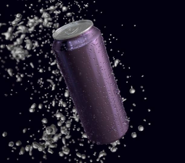 istock Aluminum Can 500ml with Water Drops and Splash 2106823722