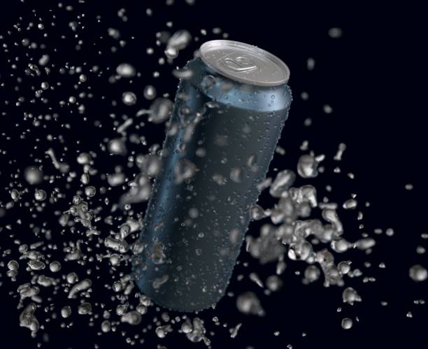 istock Aluminum Can 500ml with Water Drops and Splash 2106823723