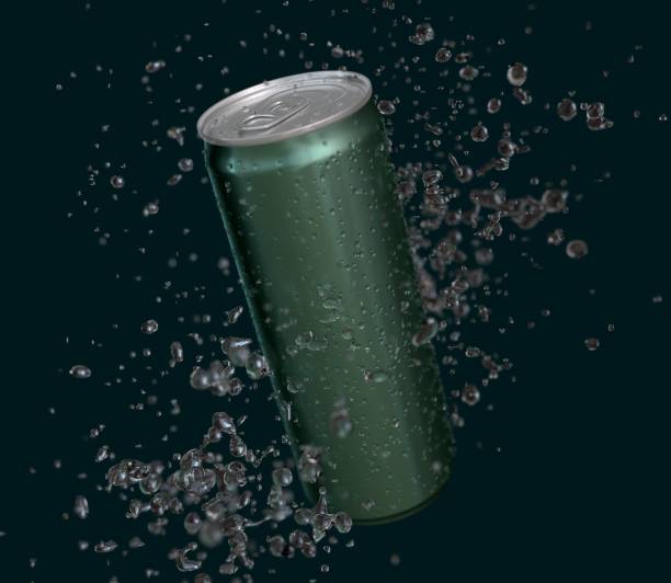 istock Aluminum Can 250ml with Water Drops and Splash 2106824802