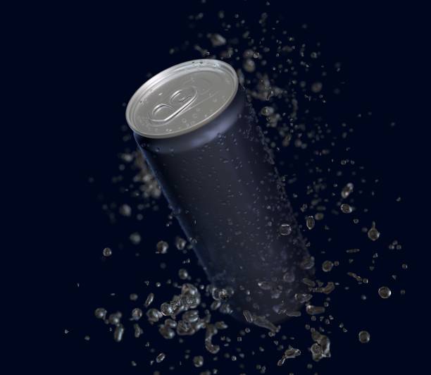 istock Aluminum Can 250ml with Water Drops and Splash 2106824808