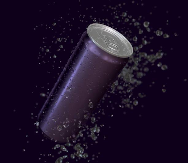 istock Aluminum Can 250ml with Water Drops and Splash 2106825088