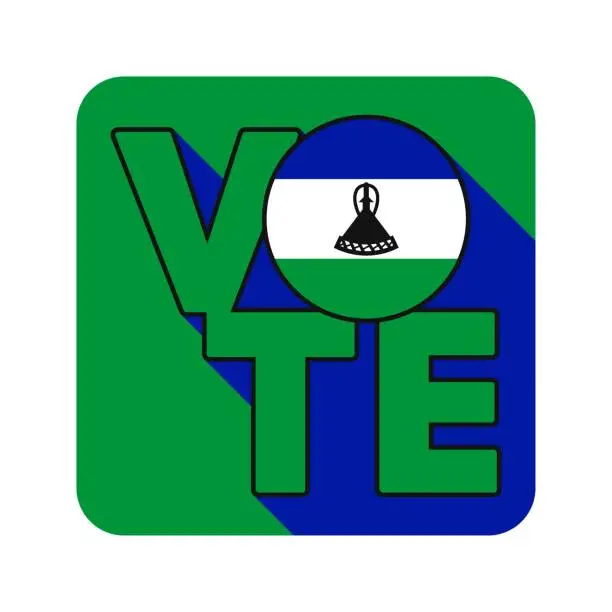 Vector illustration of Vote sign, postcard, poster. Banner with Lesotho flag. Vector illustration.