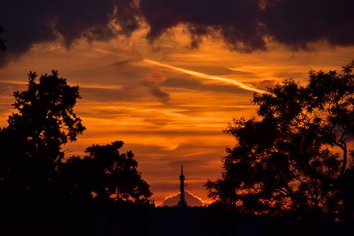 TV tower Prague at dusk