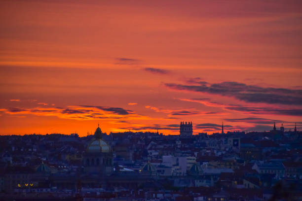 Prague city at dusk