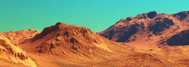 istock Mars landscape, 3d render of imaginary mars planet terrain. 2106843775