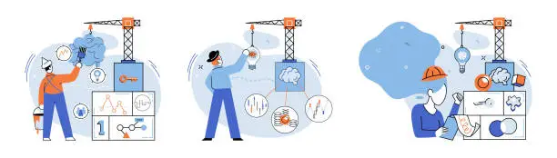 Vector illustration of Logical thinking. By asking thoughtful questions, we cuncover hidden insights and expose flaws in reasoning