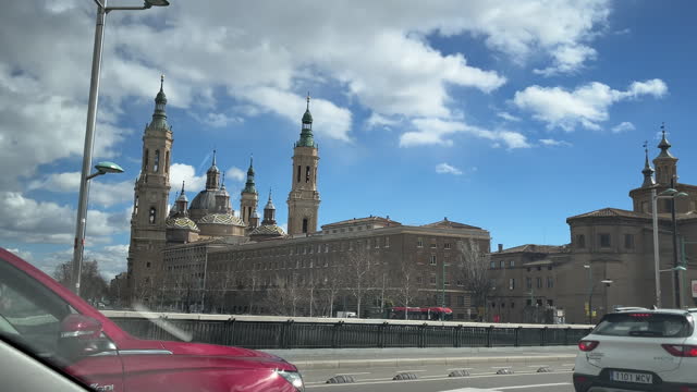 View of Zaragoza Cathedral form the higway